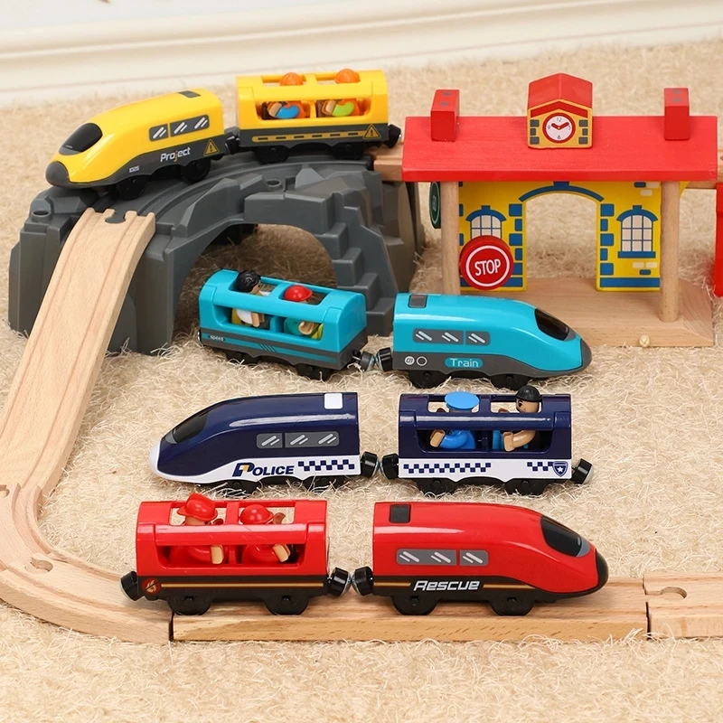 Electric Train Toys Railway Track Vehicle Sound Locomotive Magnetic Carriage Fit For All Brands/Thoms Wooden Track For Children