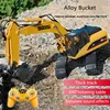 Large Remote Control Excavator 2.4G 1:20 40Mins Thick Track 690 Degree Rotating Alloy Material Sound Truck Vehical Boy Gift Toys 1