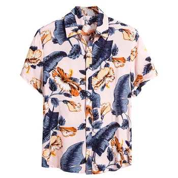 

2020 Mens Clothing Ethnic Short Sleeve Camisa Social Masculina Casual Printing Clothes Hawaiian Shirt Blouse T-shirt Ropa #C1