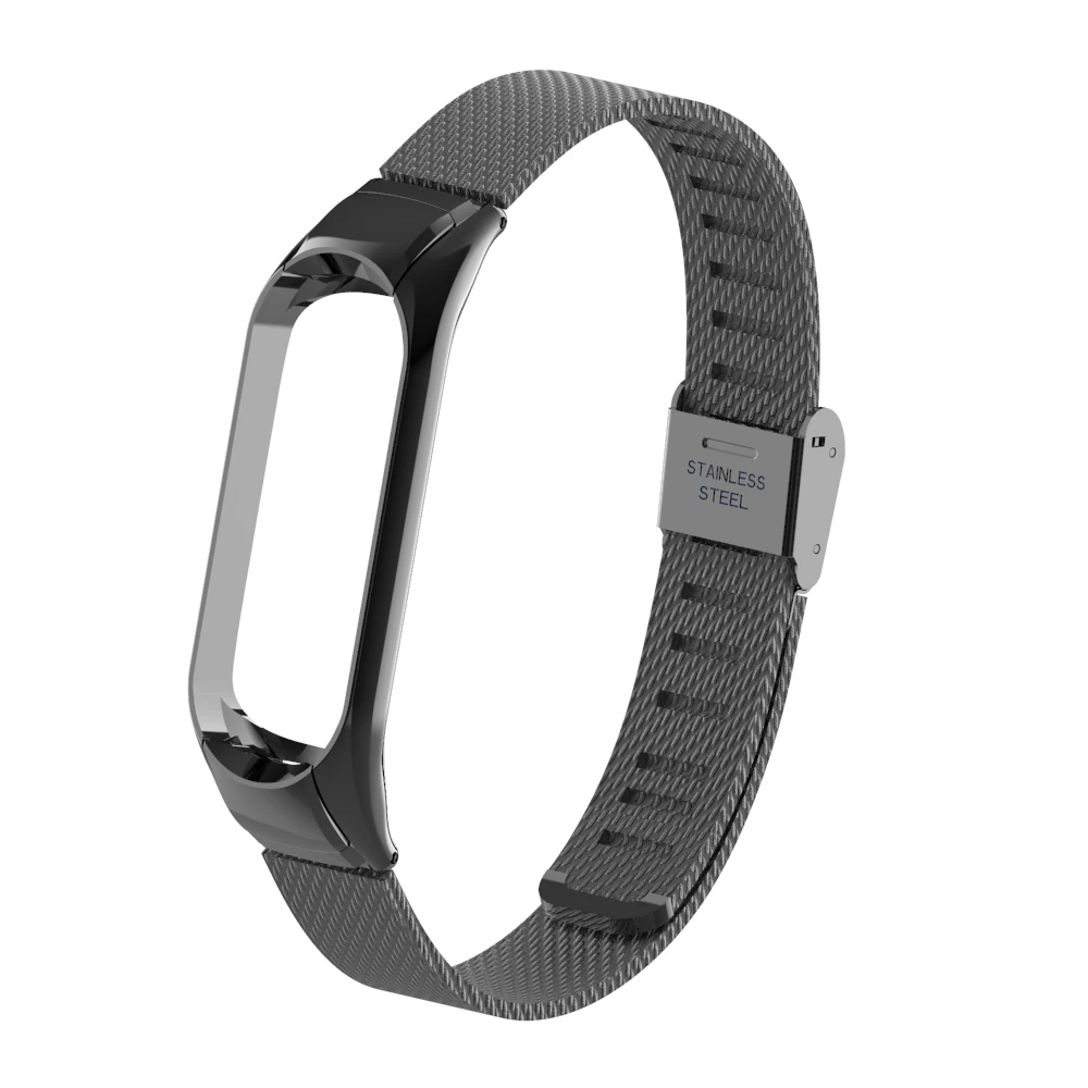 Металлический ремешок для mi Band 4 3, умный браслет, браслет из нержавеющей стали для Xiaomi mi band 4 NFC Global, умные часы для женщин и мужчин - Цвет: Black wristband