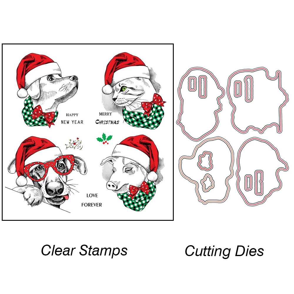 

ZhuoAng Christmas Love Forever Cutting Dies Clear Stamps For DIY Scrapbooking/Card Making/Album Decorative Silicon Stamp Crafts