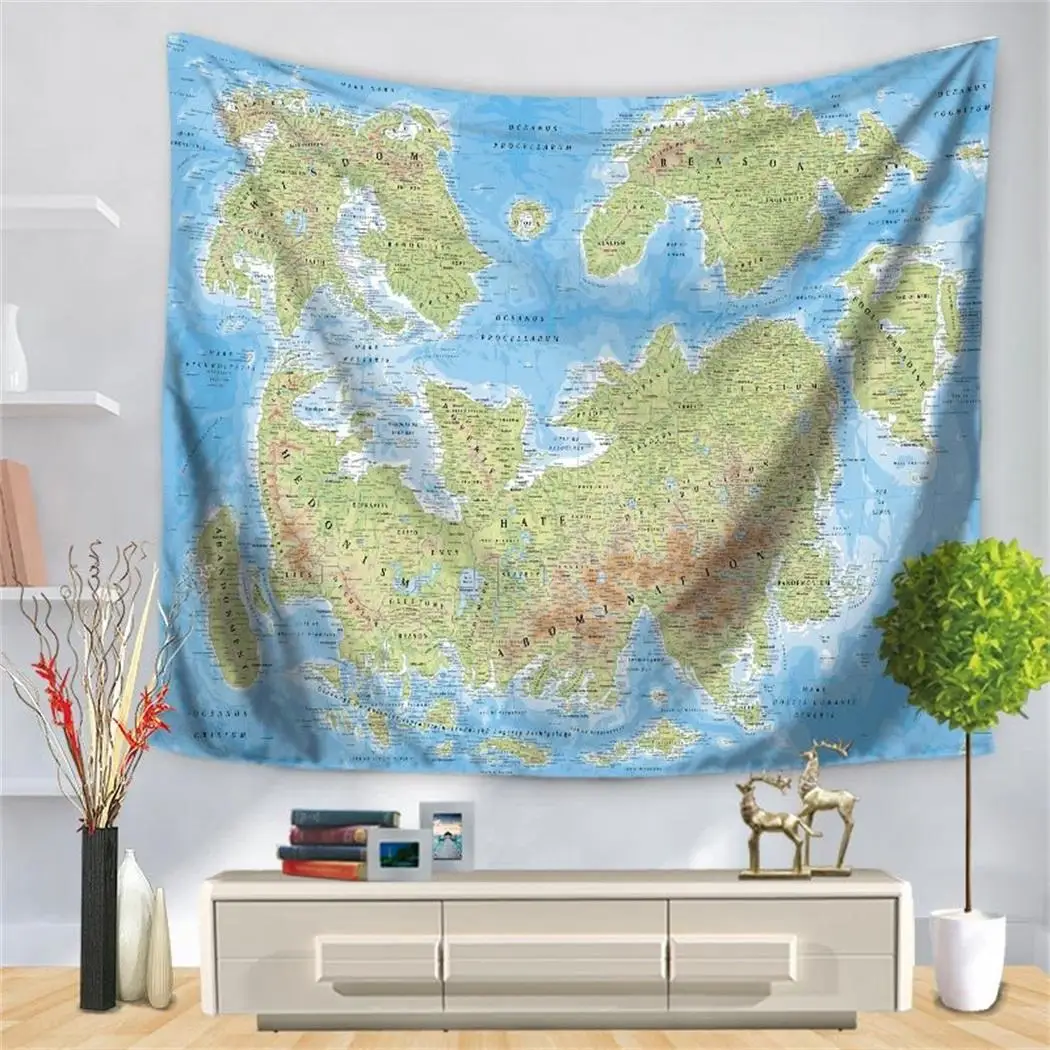 World Map Painting Wall Hanging Tapestry 1-16 Beach As picture Towel Multi Printed Functional Blanket
