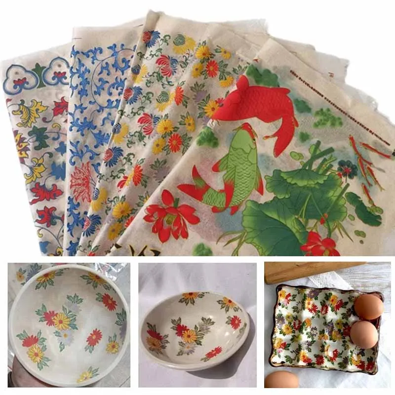 1PC Ceramic Colorful Stickers Pottery Art Ceramic Decal Transfer Paper