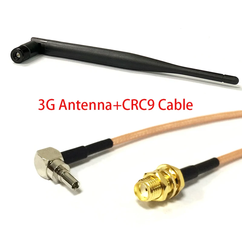 3G Antenna 5dBi 850-2100MHZ SMA Male antenna for 3G modem and 1pcs SMA Female Socket To CRC9 right angle RG316 Cable Pigtial