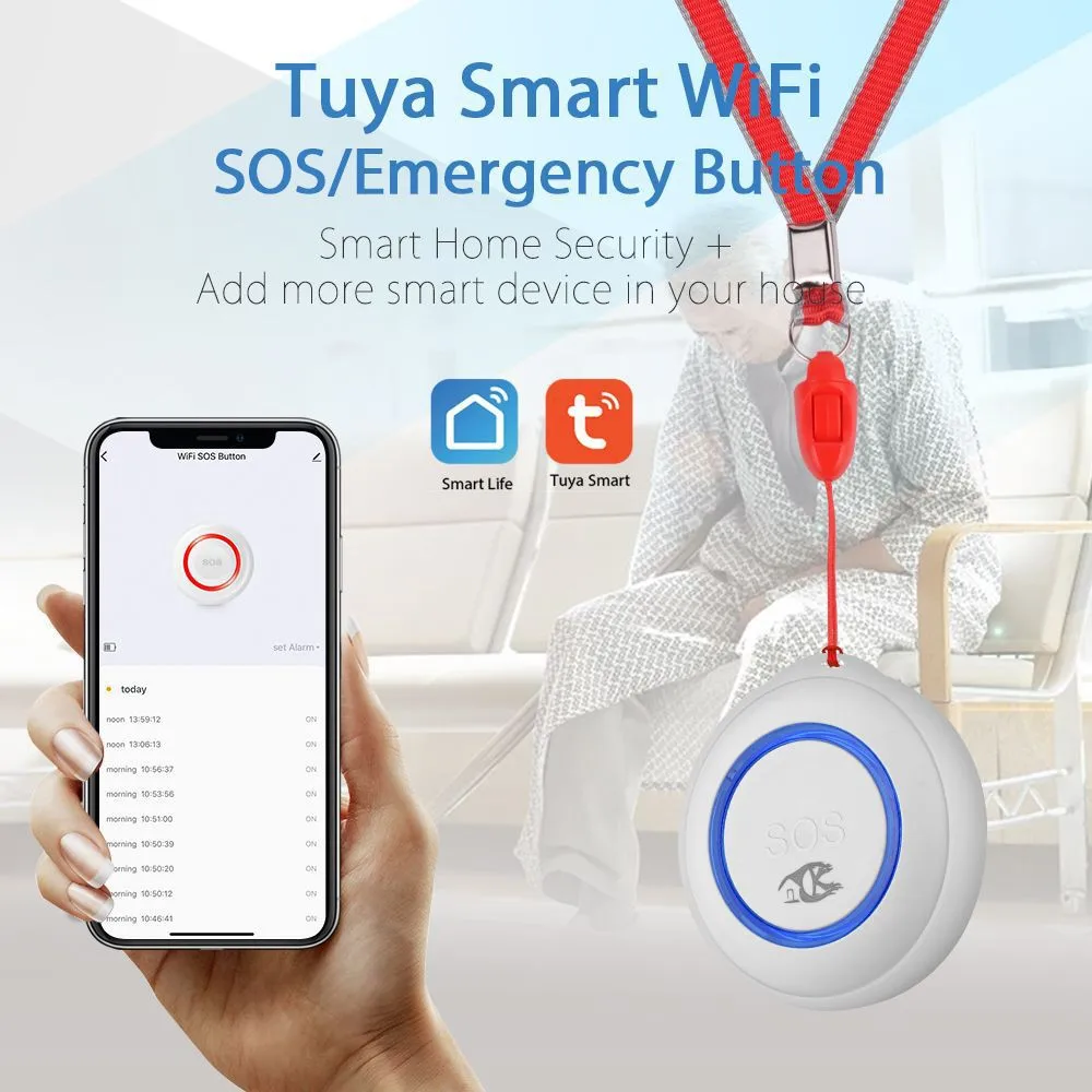 TUYA WiFi SOS Button Wireless SOS Emergency Button Alarm Home Burglar Alarm Sensor 2.4G Senspr Panic Sos
