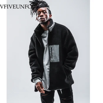

VFIVEUNFOUR New Arrival Thick Oversize Fleece Loose Men Jacket Winter 2019 Streetwear Men Polar Fleece Coat Outwear