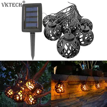 

LED Solar String Light Outdoor Waterproof Solar Flame Light Hanging Global Bulb Fairy Lamp Lantern Wedding Party Decor Landscape