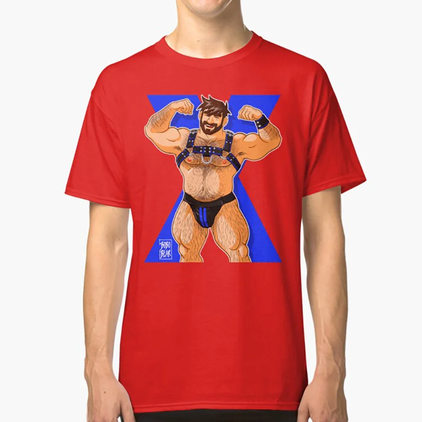 Синяя футболка с надписью ADAM licks bobobear bobobearart медведь bobo гей gayart художественный