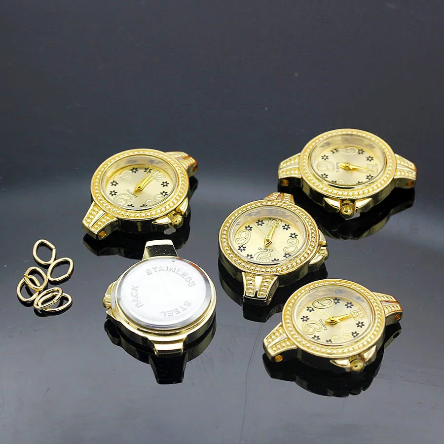 Shsby Diy Индивидуальные золотые часы Заголовок соответствующие ювелирные украшения маленькие черные цветы часы настольные часы аксессуары оптом - Цвет: Золотой