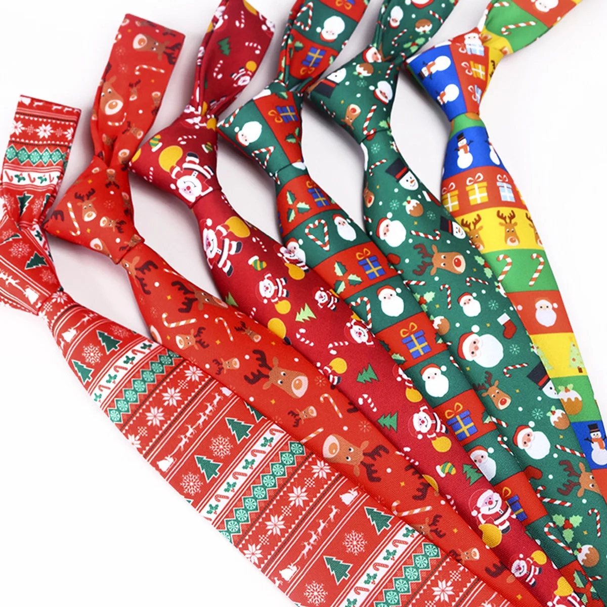 

Helisopus New Christmas Tie Men's Fashion Casual Snowflake Print Polyester Neck Ties Professional Pattern Necktie Wholesale