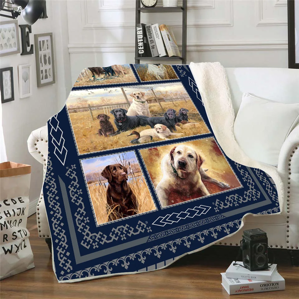 

Labrador 3d printed fleece blanket for Beds Hiking Picnic Thick Quilt Fashionable Bedspread Sherpa Throw Blanket