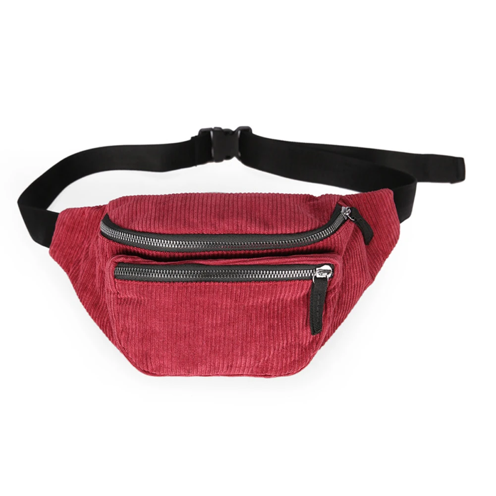 

Waist Pack Fashion Sport Corduroy Street Solid Cross Body Girl Boy Chest Bag Phone Belt Mini Casual Zipper