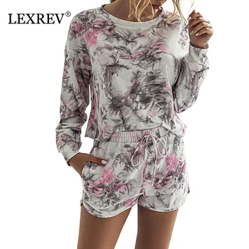 

2 Pieces Pajamas for Women Sets Autumn Ladies Long Sleeve Top And Shorts Home Suits Lounge Wear Mujer Sleepwear