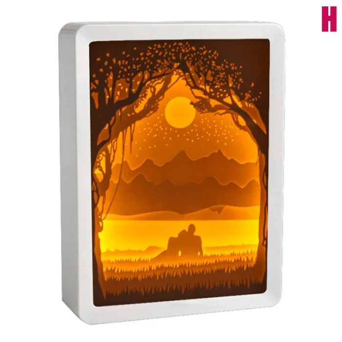 Lâmpada de Papel Decoração para Casa Noite Padrão Pintura Mesa Sombra Caixa Quadro Festa Hogard 3d Led 11 Luzes noturnas