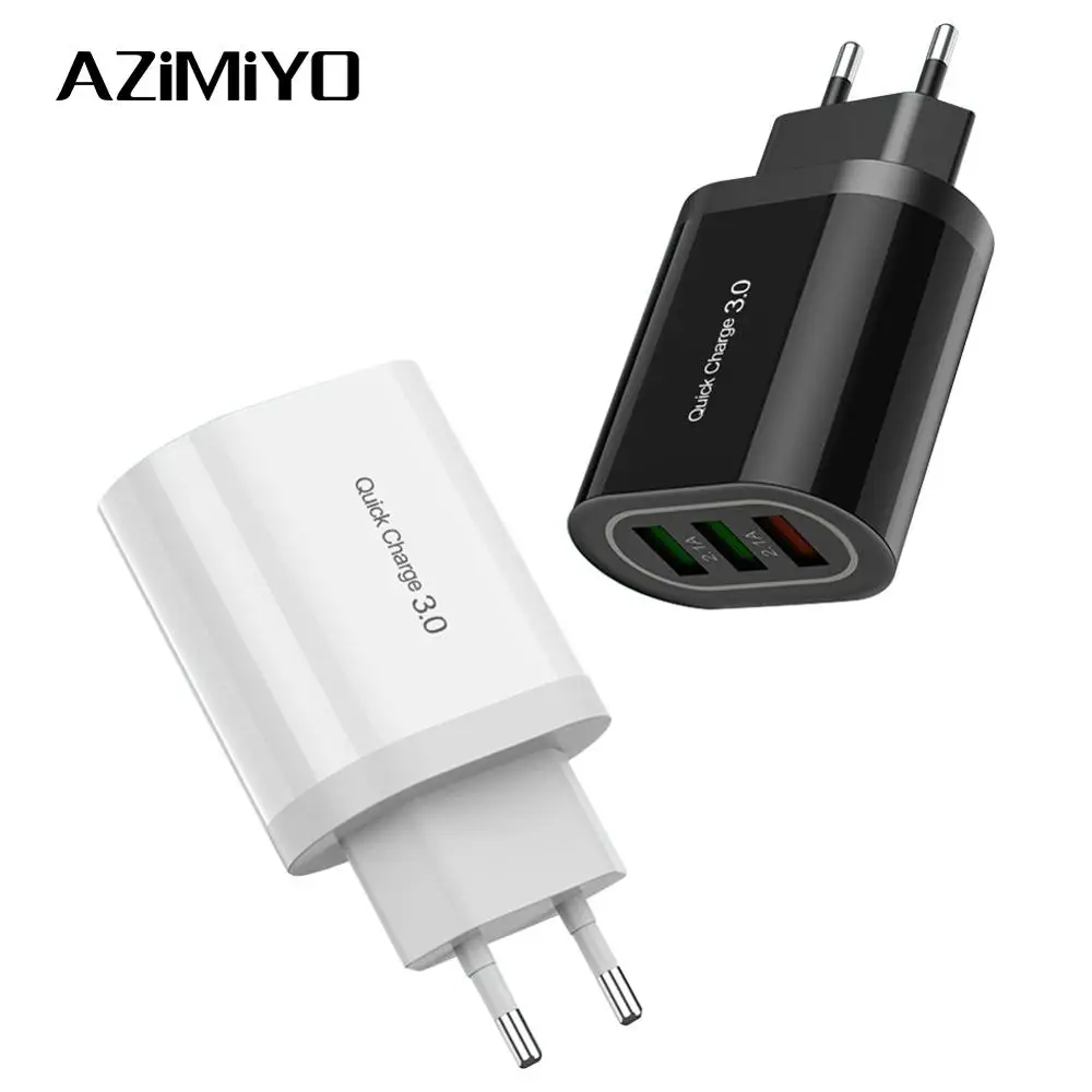AZiMiYO 5V 2.4A QC 3,0 USB быстрое зарядное устройство для телефона дорожный настенный адаптер QC3.0 FCP универсальный для Xiaomi iPhone samsung huawei EU штекер