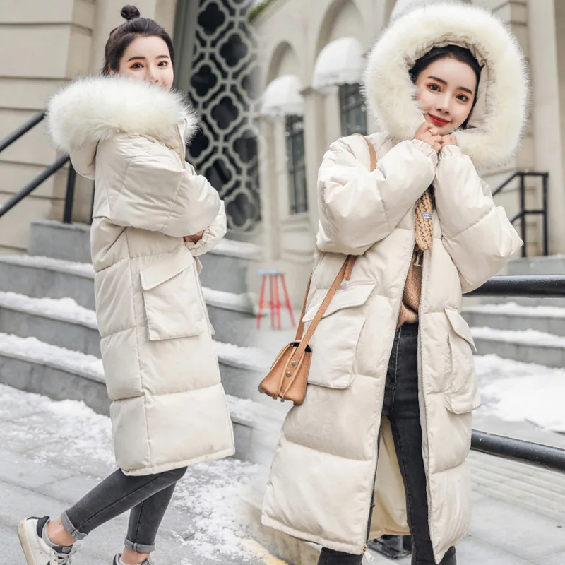 

Mid-length Cotton Coat Women's 2018 Winter New Style Korean-style Loose-Fit Slimming over-the-Knee down Feather Cotton Overcoat
