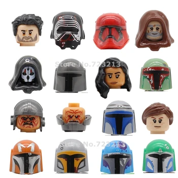 

Star Wars Figure Mandalorian Head Jannah Boba Fett Face Kazuda Xiono Rey Luke Jango Fett Phasma Building Blocks Bricks Toys