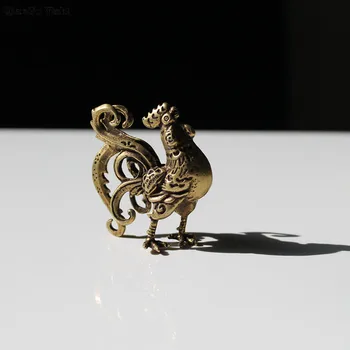 

Creative Pure Copper Chinese Zodiac Chicken cock Statue Pendants Ornaments Vintage Brass Key Chains Hanging Antique Home Decor