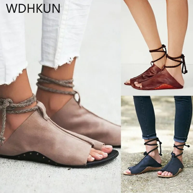 

2019 Women's Sandals Spring Summer Ladies Shoes Open Toe Breathable Beach Buckle Strap Sandals Rome Casual Flat Shoes Hot
