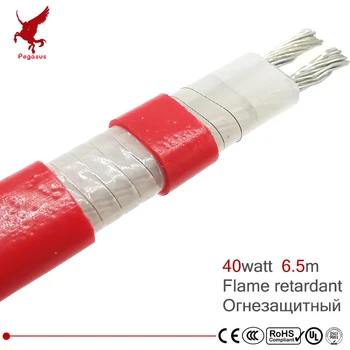 

40w 9mm 6.5m Long service life Flame retardant water pipe road roof Silicone rubber PTFE Insulation thaw heating cable heat band