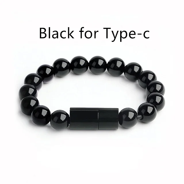 black for typec Micro USB кабель бусины браслет для samsung Galaxy S9 S8 S7 S6 носимые бисерные ювелирные изделия для Iphone X 7 8 Plus Тип C телефон ремни - Цвет: black for typec