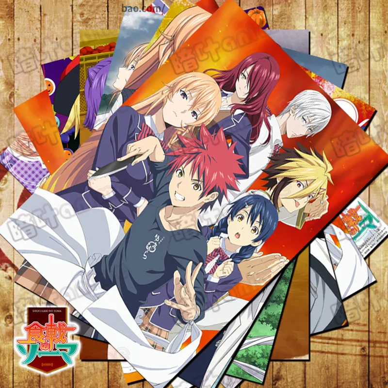 10 шт./лот аниме Shokugeki no Souma постер открытка наклейка еда войны игрушка Erina Megumi Alice