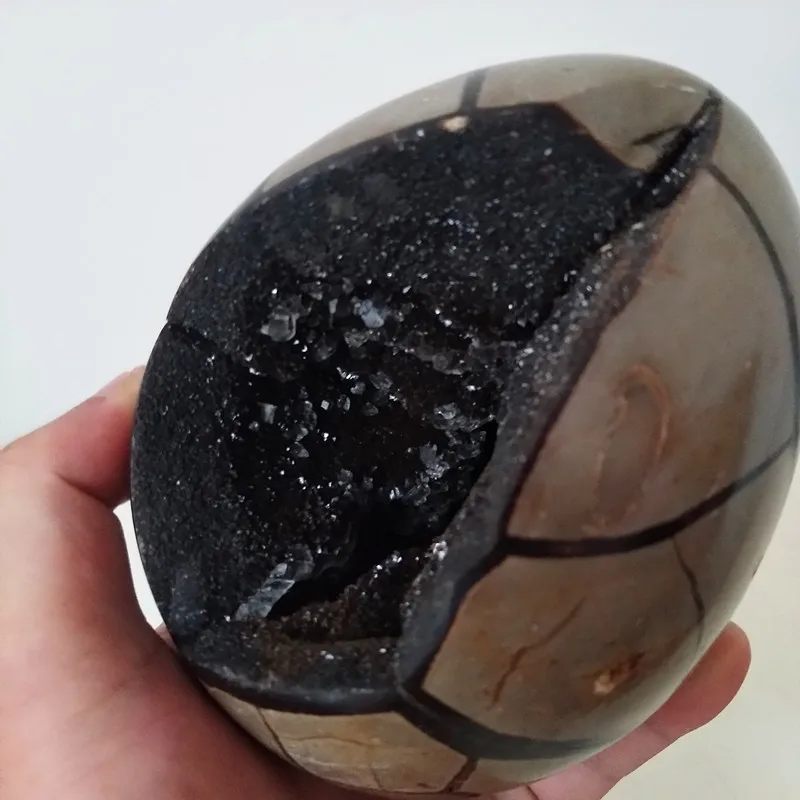 Geode Природный септарский камень яйцо дракона Идеальный Кристалл Кластерные