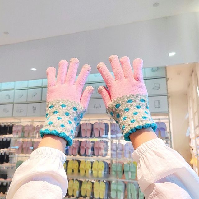 Green Winter Cute Thicken Stretch Touch Screen Gloves Imitation Cashmere Warm Mitten Full Finger Knitted Outdoor Ski Glove
