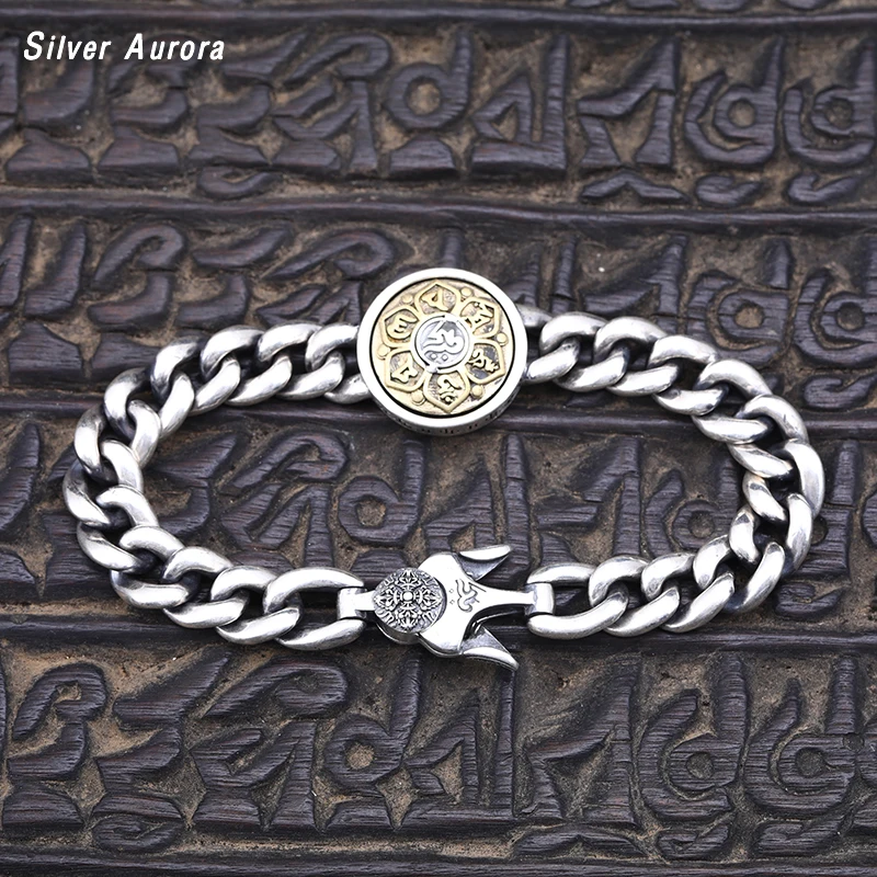 Браслеты из стерлингового серебра 925 пробы, буддистские вращающиеся ожерелья для женщин и мужчин, подарок для влюбленных