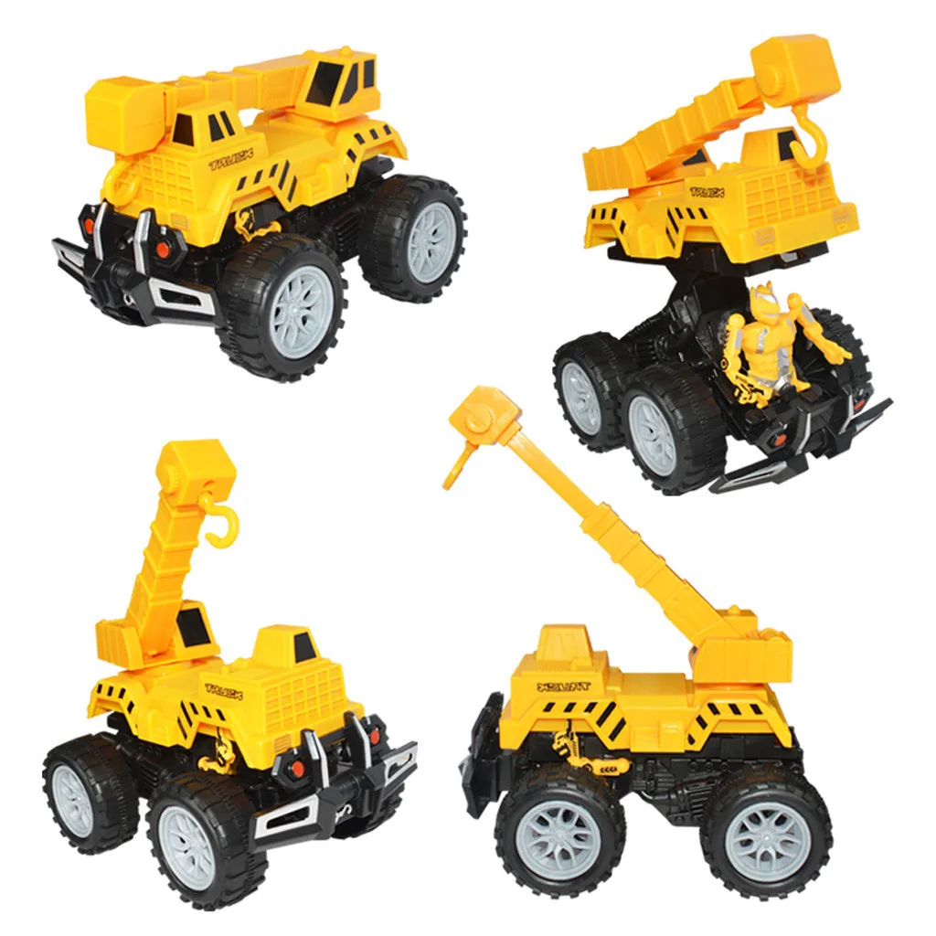 Funny Engineering Vehicle Model Wheel Plastic Diecast Inertial Deformation Toys kids toys boys Holiday Gift #B