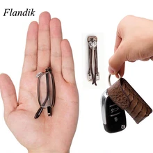 Мини-портативные очки для чтения в металлической оправе с чехлом для мужчин и женщин, складной считыватель для дальнозоркости, очки с диоптриями+ 1,00-+ 3,5