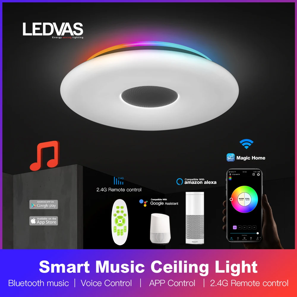 

LEDVAS Smart Ceiling Lights WIFI Voice Control APP Control RGB Dimming Bluetooth Speaker Ceiling Lamp Kitchen living room