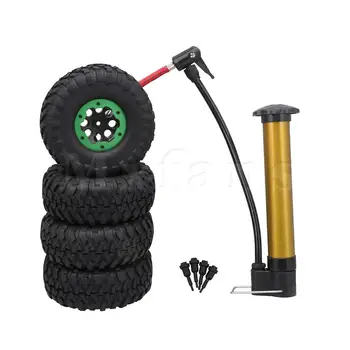 

Mxfans 4x RC1:10 Rock Crawler Inflatable Tyres & Wheel Rims with Green Beadlock