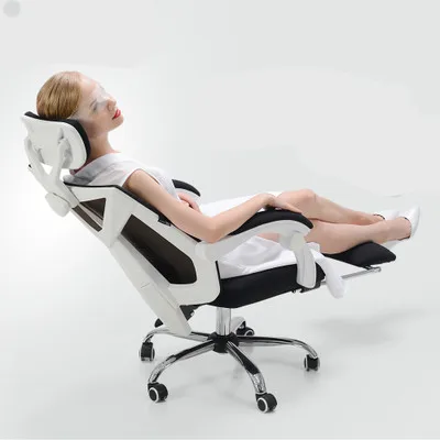white with footrest Офисное компьютерное кресло, эргономичное кресло для дома, удобное вращающееся на 155 градусов игровое кресло Silla Oficina Cadeira Gamer - Цвет: white with footrest