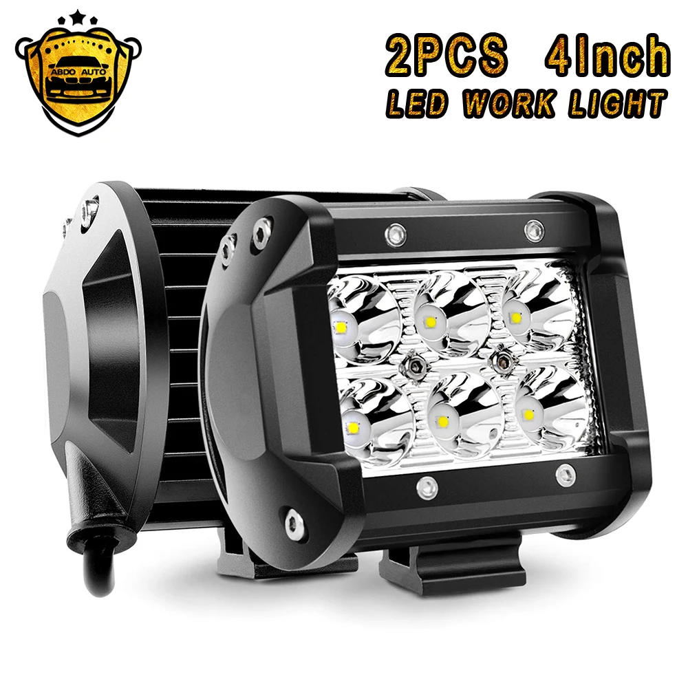

2PCS 4" 18W 1260LM Spot CAR Driving Fog Light Off Road Led Lights Bar w/ Brackets for SUV UTV Truck Boat Jeep Ford Chevy Lamp