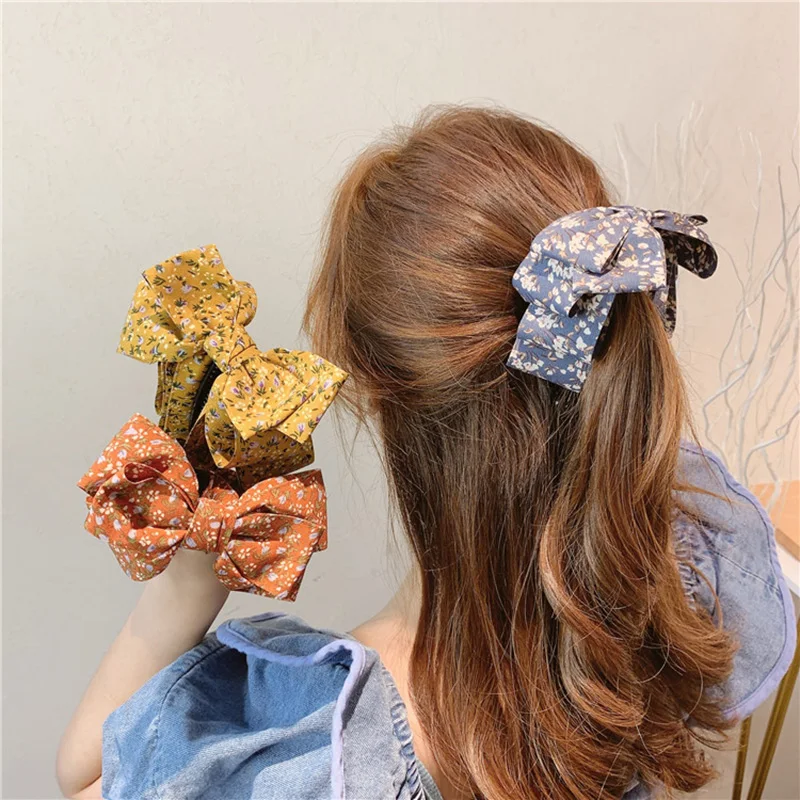 Large Bow Hair Clip Fish Shape Banana Barrette Hairpin Women Girls Sweet Floral Hairgrip Ponytail Holder Hair Clamp Accessories