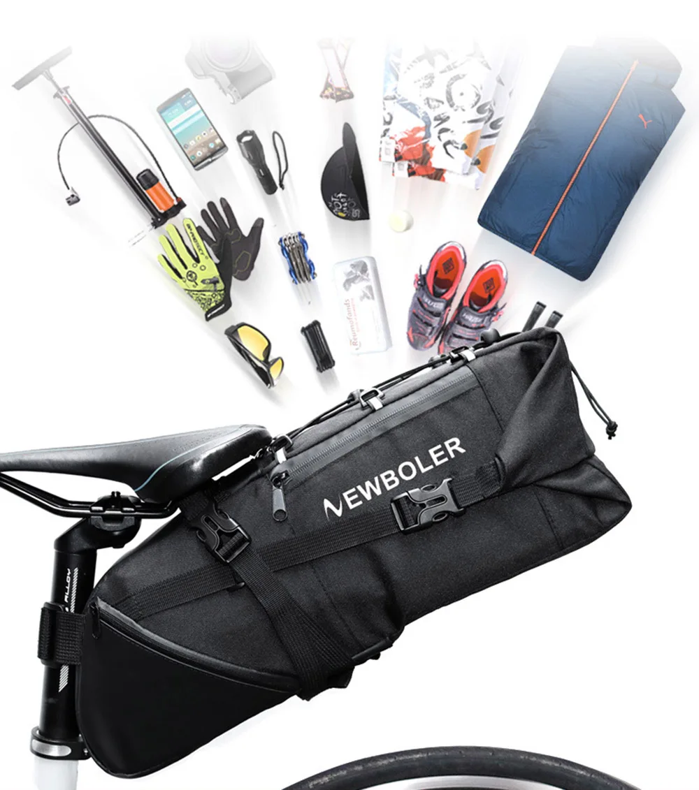 Bicycle Bag Large Capacity 8-10L Waterproof MTB Road Bike Saddle Bag Pannier Bike Seat Storage Rear Pack Bag Accessories BC0411 (2)