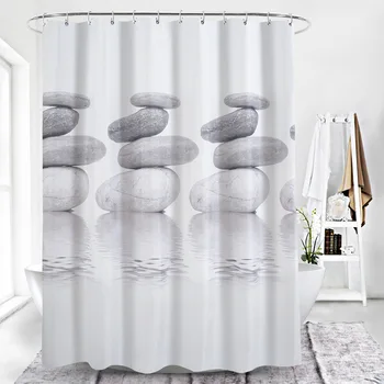 

Waterproof Shower Curtains 3D Technology Is Printed with A Fine Pebble Pattern Bathroom Curtain for Easy Disassembly