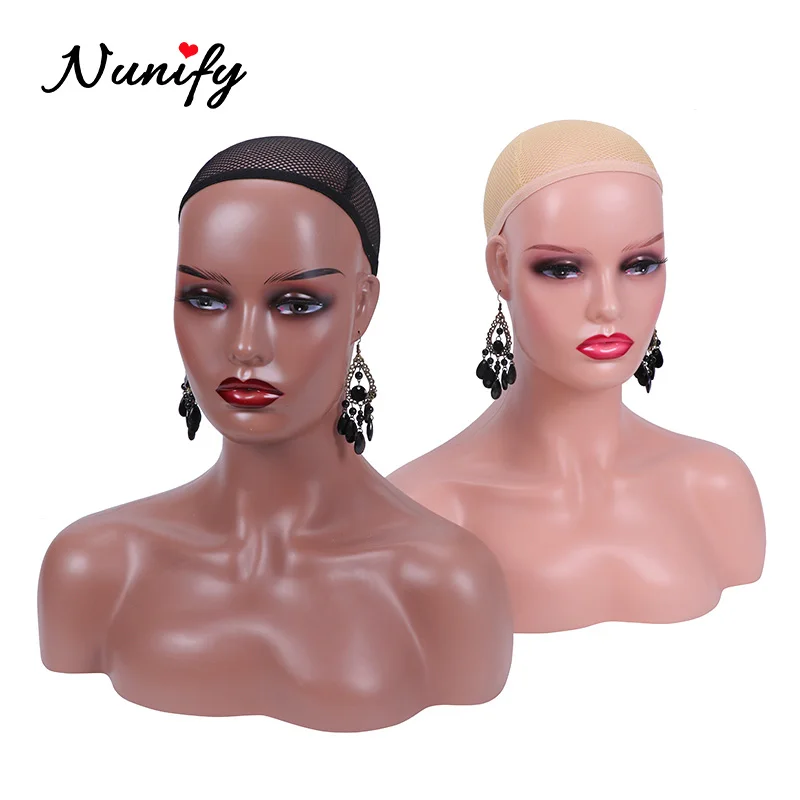 Nunify 3 Colors Mannequin Manikin Model Head Wig Cap Jewelry Hat Display Holder Stand Coffee Color Wig Stand Training Head