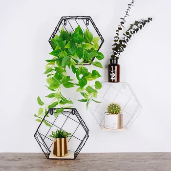 

Wall Shelf Nordic Wall Decorative Flower Rack Iron Mesh Hanging Storage Living Room Study Decoration Home Storage Products