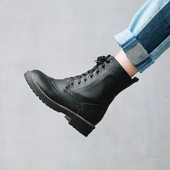 

Big Size boots women shoes ankle boots for women ladies boots shoes woman winterSolid color round head with front tie