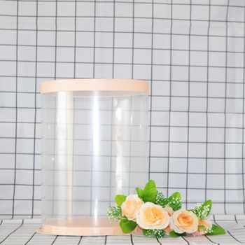 

5/10 Sets of Pink 8.66x11.8 inches Round Cake Box for high Cake Transparent Clear Wedding Birthday Cake Gift Box High Quanlity