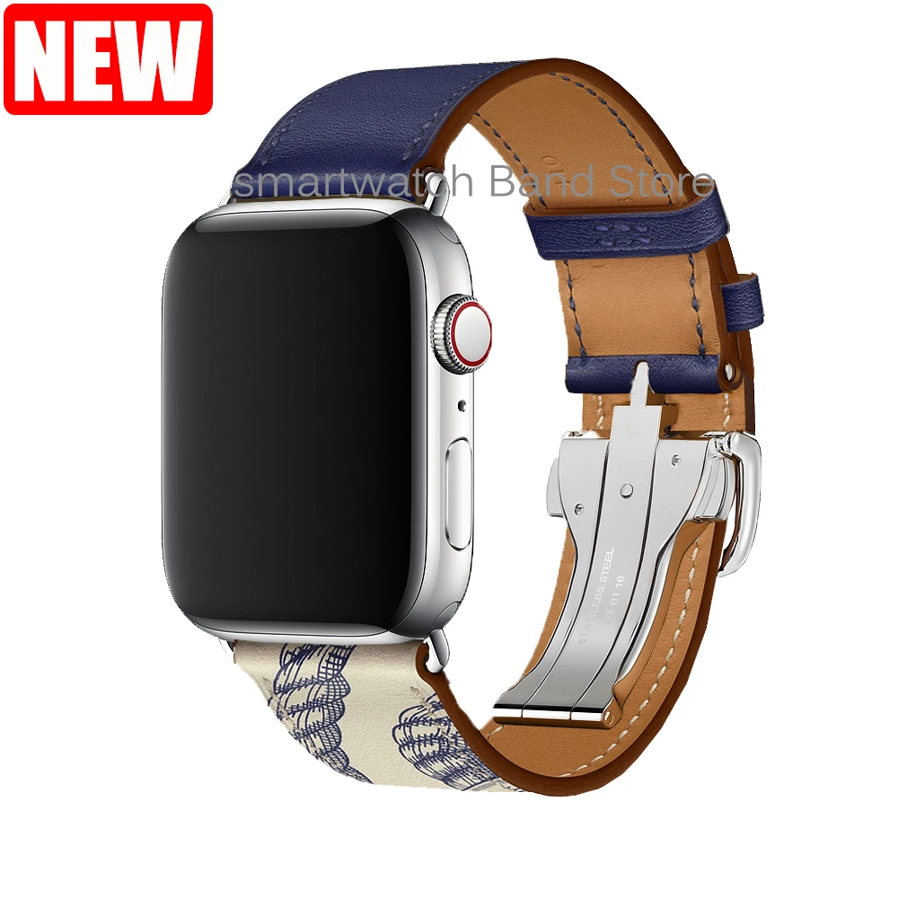Ремешок для Apple Watch Band из натуральной кожи с одной пряжкой 5 4 3 2 1 кожаный ремешок