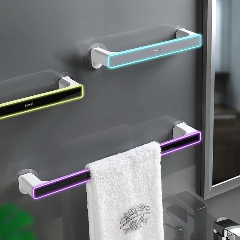 Bathroom Towel Storage Rack Towel Rack Wall-Mounted Bathroom Hook Kitchen Bar Self-adhesive Holder Rail