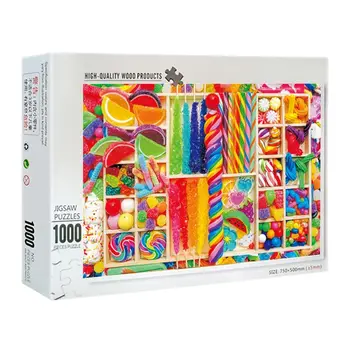 

New 1000 Pieces Sweet candy Puzzles Wooden Jigsaw Puzzles Floor Puzzle Intellectual Game Learning Education Decompression T