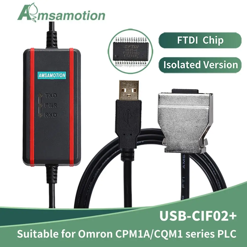 

Suitable for Omron PLC Programming Cable USB-CIF02+ Download Cable CPM1A/2A/CQM1/C200HS PLC Data Line