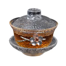 Цветочный стеклянный Gaiwan термостойкий чайный горшок для пуэр Gaiwan чашка чая нежный подарок чайные чашки