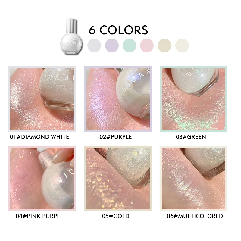 

GUICAMI 6 Colors Glitter Bomb Liquid Highlighter Tint Highlighting Flash Diamond Facial Body Illuminator Makeup Glow Brighten