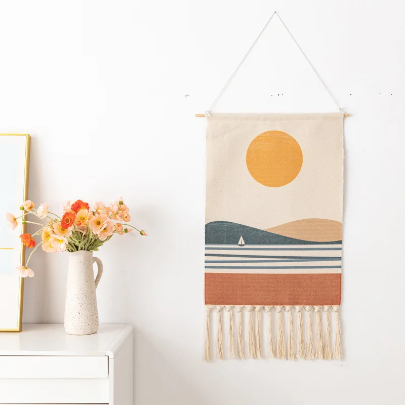 Tapestry Decorations Wall Hanging Garland Boho Hanging Tapestry with Handmade Tassels Dorm Hotel Wall Hanging Cover Blanket Decor Fabric Home Stay Ramadan Decoration