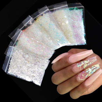 

10g/bag Holographic AB Nail Glitter Flakes Sparkly 3D Irregular Colorful Sequins Spangles Polish Manicure Nails Art Decorations